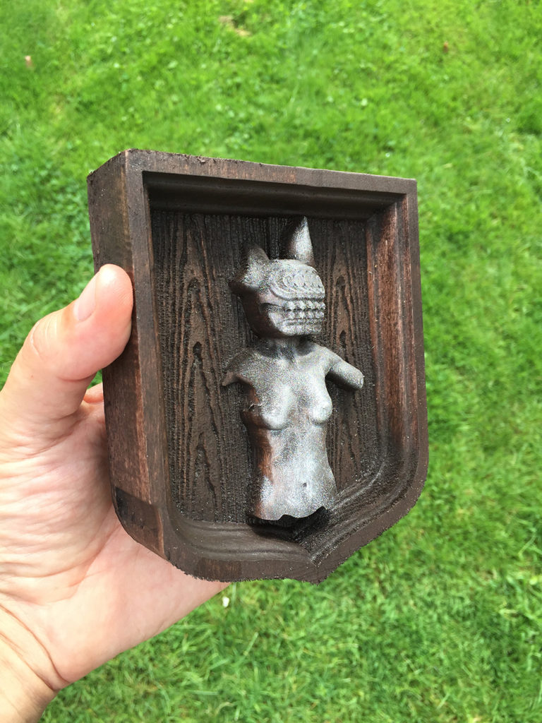 Mini Cyclops With Torso by Elliott Earls Laminated Plywood, Wax Aluminum Powder 4.25 x 5.1 x 1.4 in. 2016