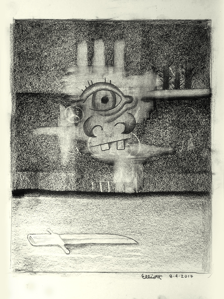 "Preparatory Drawing 8517" by Elliott Earls 9x12in. Graphite and Charcoal on Acid Free Paper. 2017.